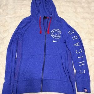 Cubs Nike Blue Hoodie with Red Drawstrings